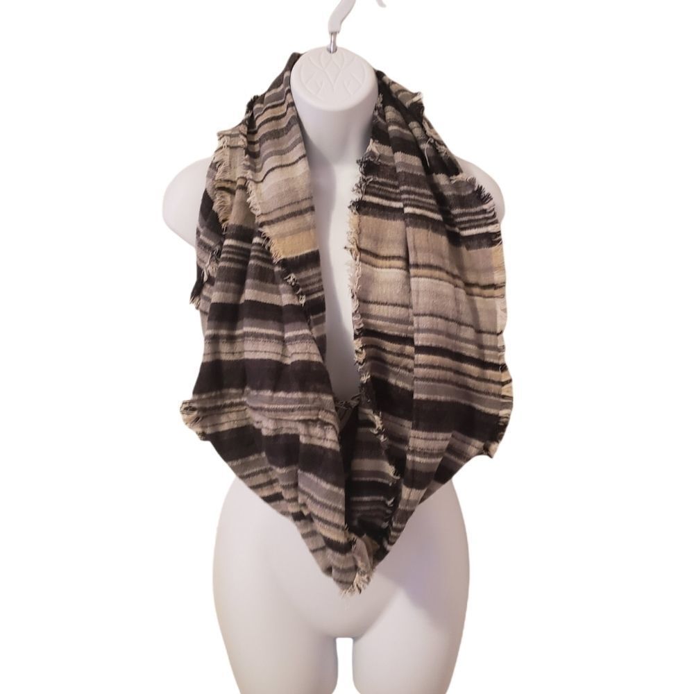 Covington Stripe Acrylic Infinity Gray Scarf
